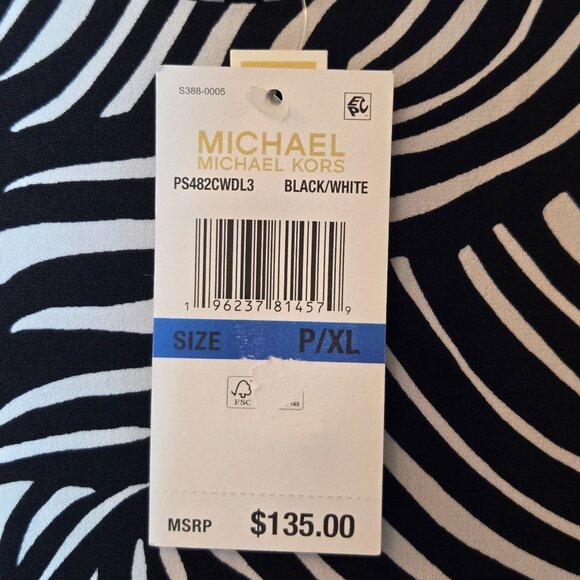 Michael Kors Zebra Print Faux Wrap Midi Dress Petite XL Black White Artsy NWT - Picture 11 of 14